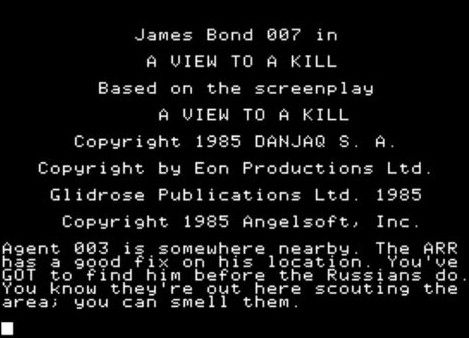 A View to a Kill, Text Game